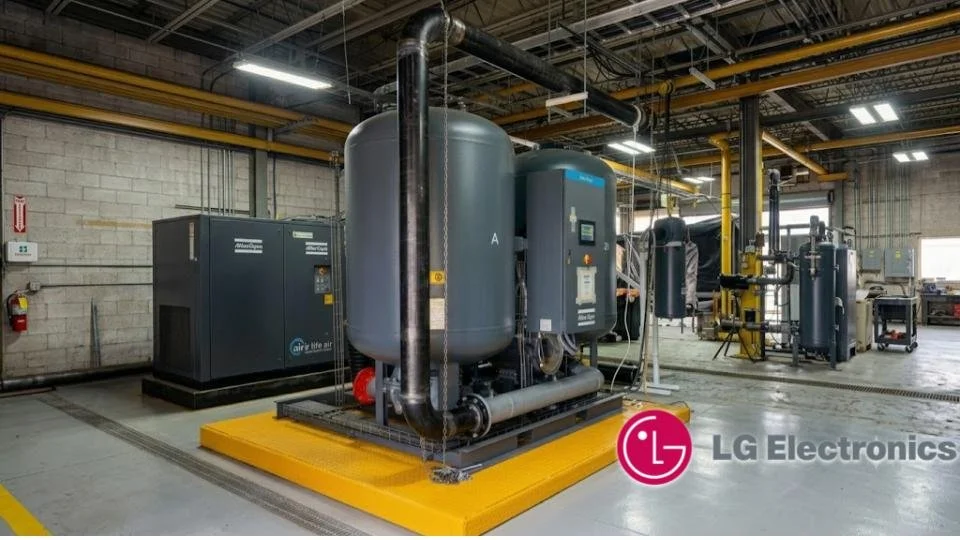Dirección de proyecto por $1.2M USD en LG Electronics (Apodaca, N.L., México). Despliegue de red de aire comprimido e instalación de compresores de última generación para potenciar la capacidad productiva de la planta.