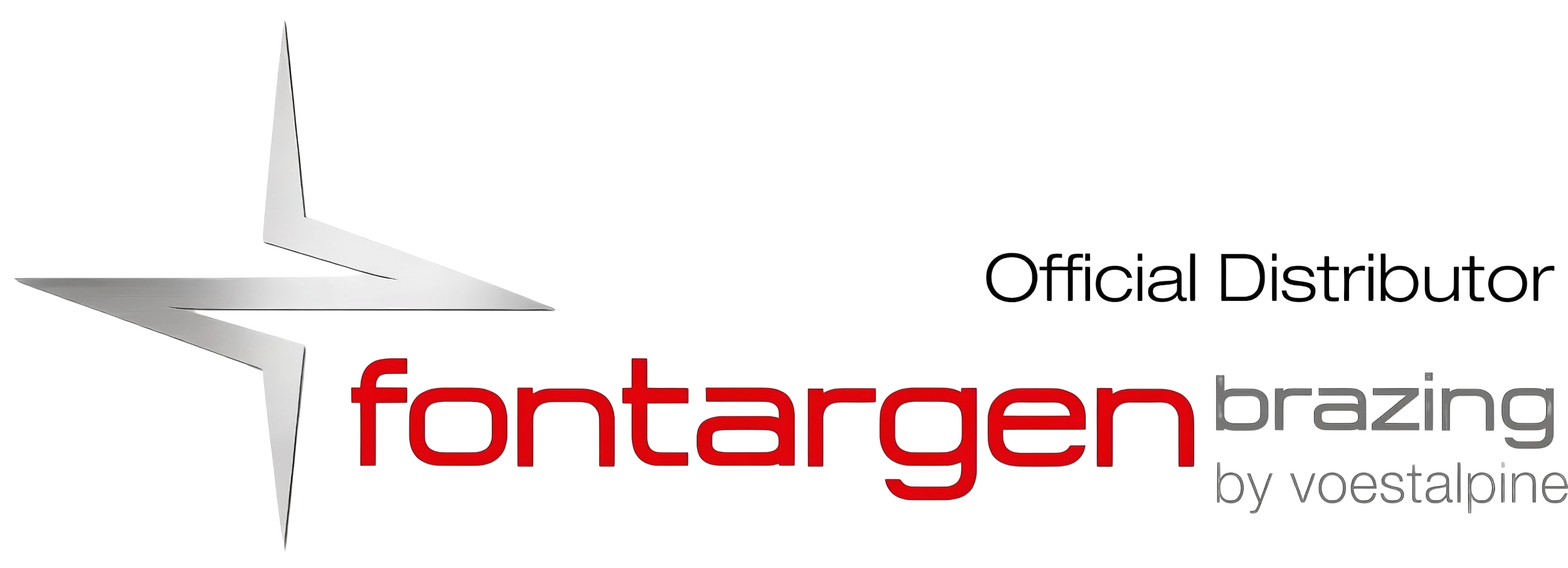 Logo con una estrella de color plateado y texto en diferentes colores y estilos que dice 'Oficial Distribuidor fontargen pazing by voorsalpline'.