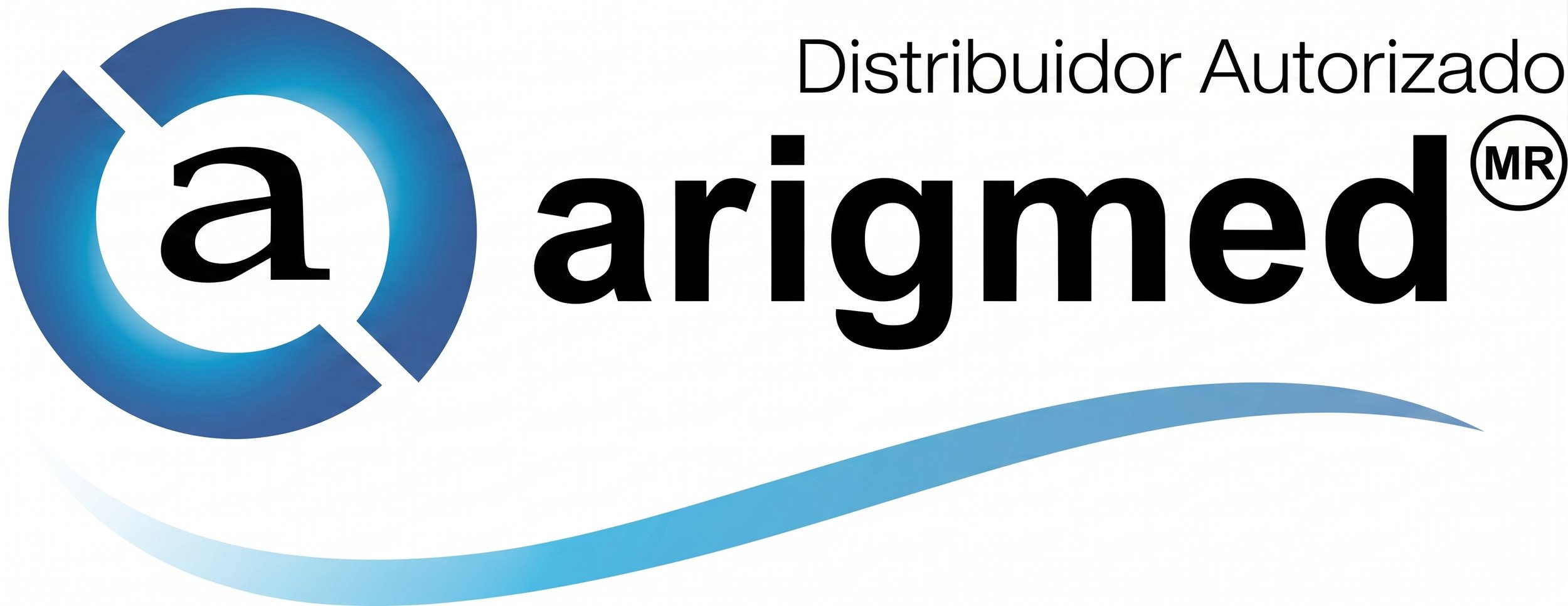 Logotipo de Arigmed con texto 'Distribuidor Autorizado' y un símbolo circular con la letra 'a' en el centro.