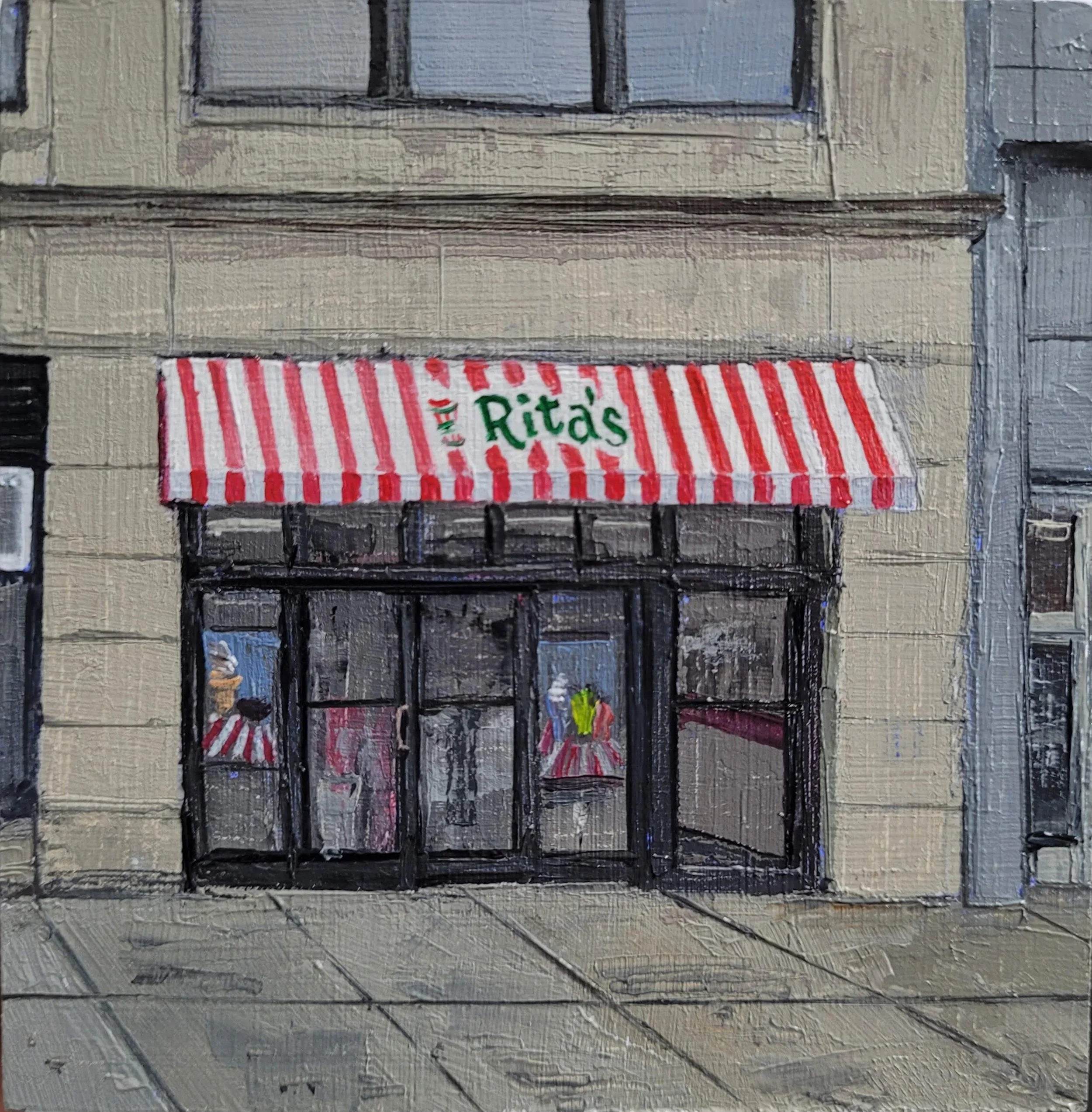 "Wooder Ice" 2025, Oil on Panel, 4"x4", $300.00.