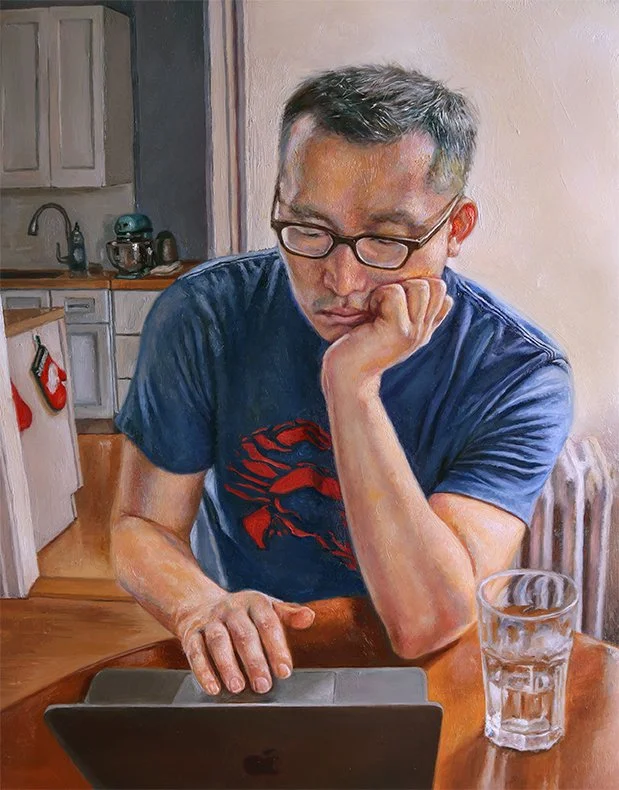 "Plug-in” 2022, Oil on Yupo Paper, 11x14 inches, 500.00.