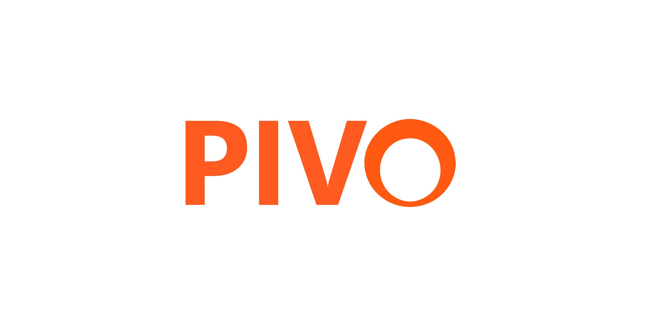 The image shows the text 'PIVO' in bold, orange font on a white background.
