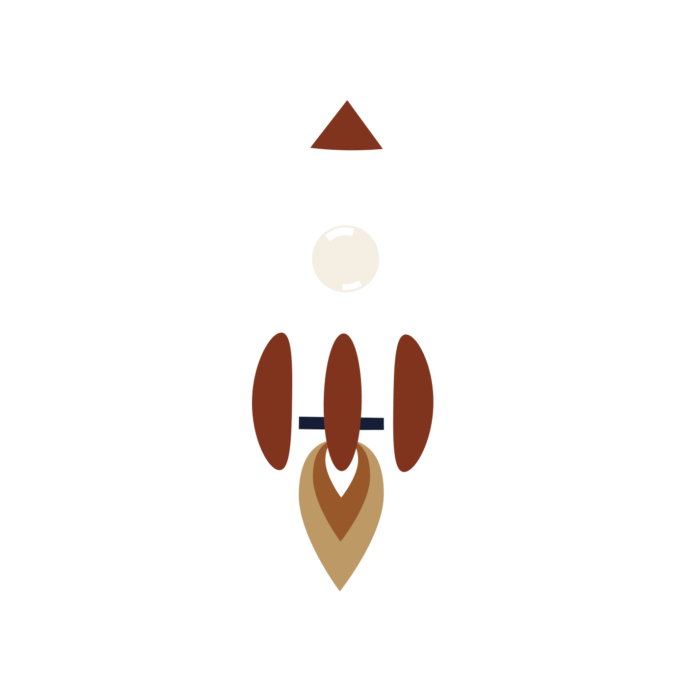 Ilustración de un cohete despegando con una estela de fuego y humo en el fondo