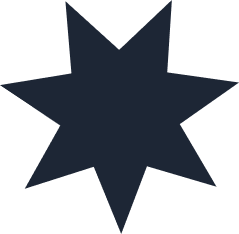 Estrella negra con borde negro y puntos en las puntas