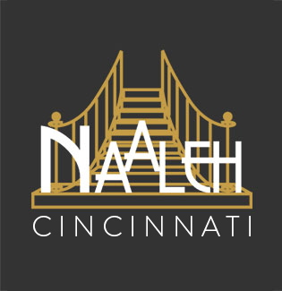 Logo featuring a stylized gold suspension bridge with the word 'NAALEH' in large white letters and 'CINCINNATI' beneath.