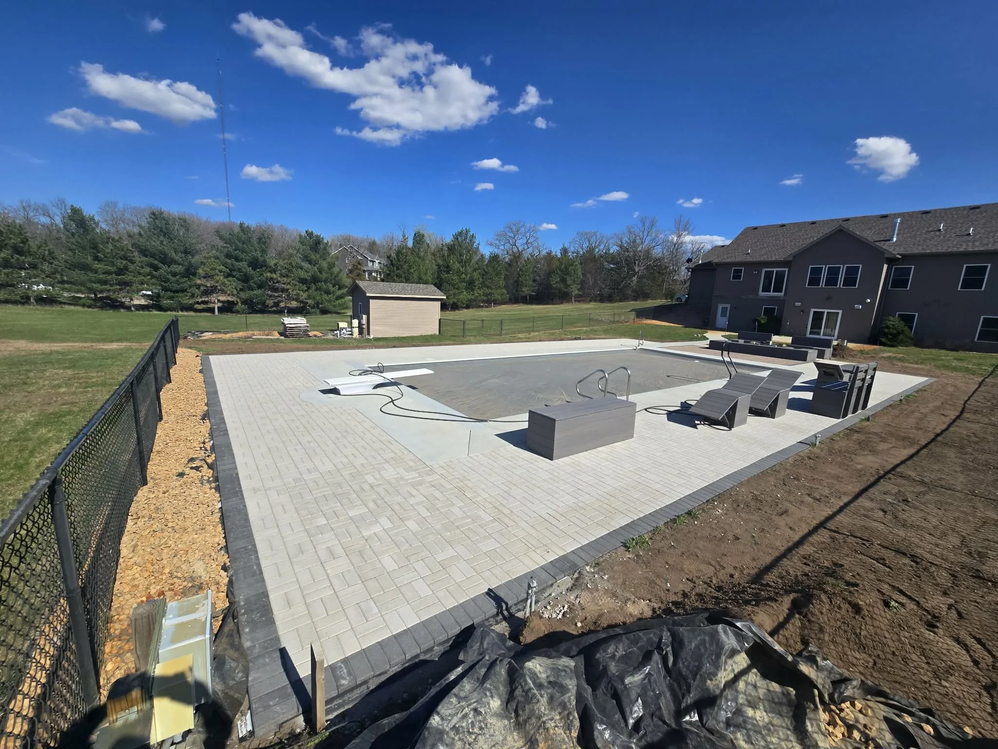 new construction pool deck wrap around installation