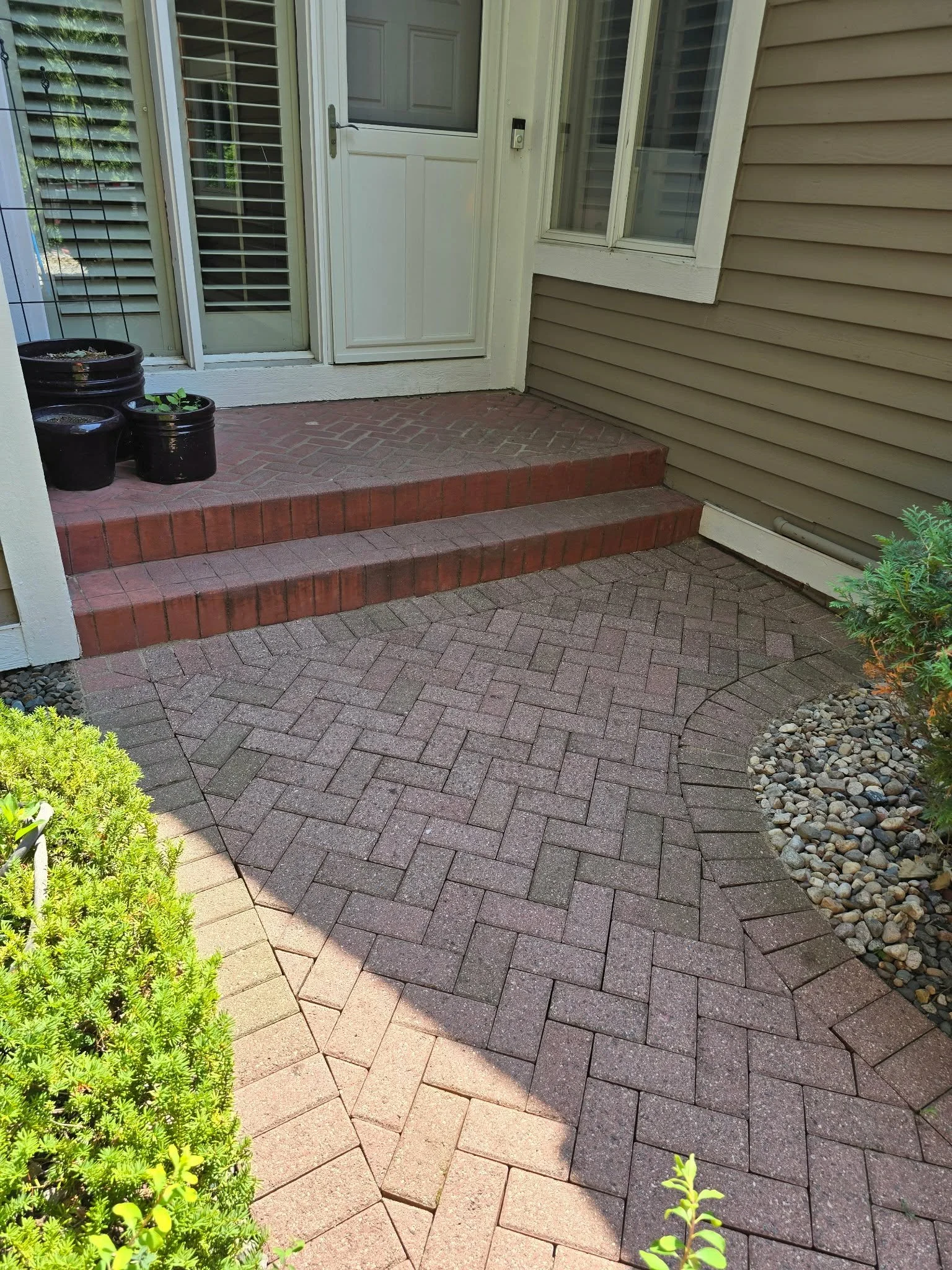 paver steps and entryway installation front yard reset 