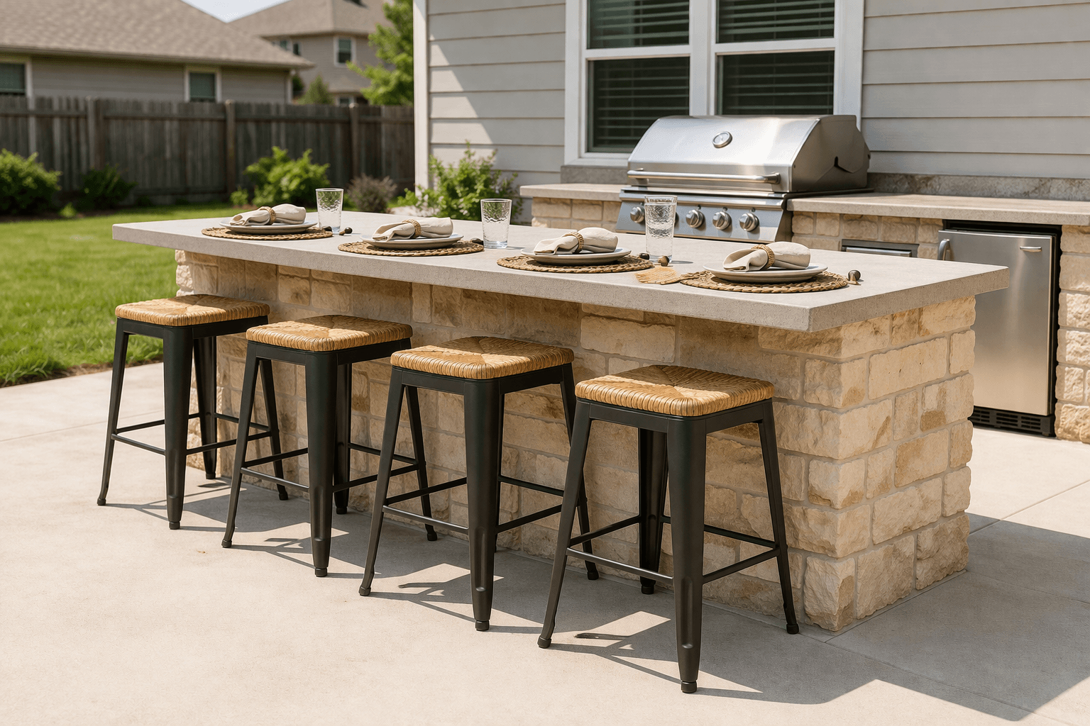 Bartop Seating in outdoor kitchen Liberty HIll Tx