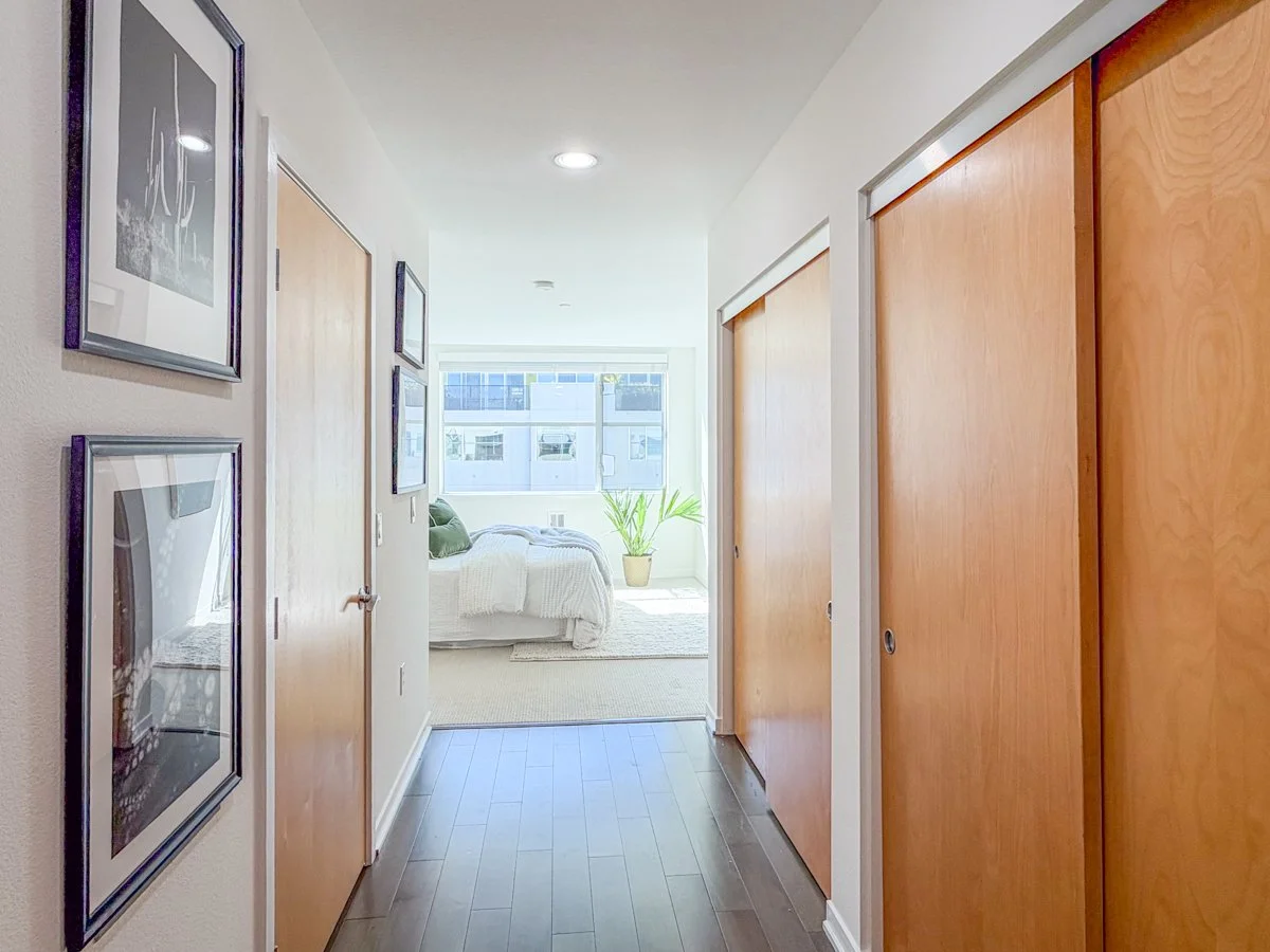 Closets and view back to bedroom. 