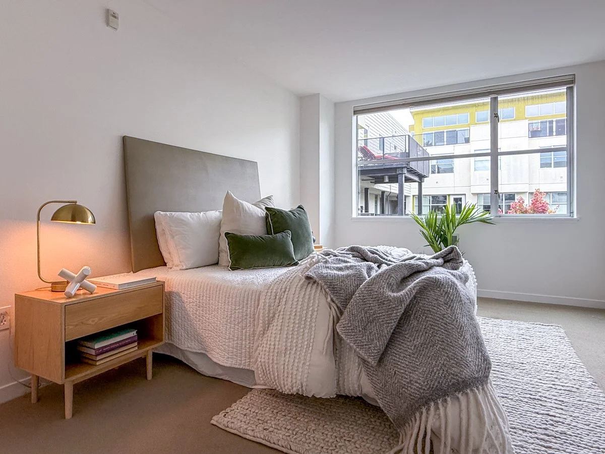 Bedroom with view to North Court is big enough to add a desk