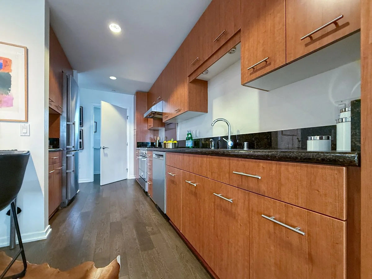 Kitchen with half bath at end