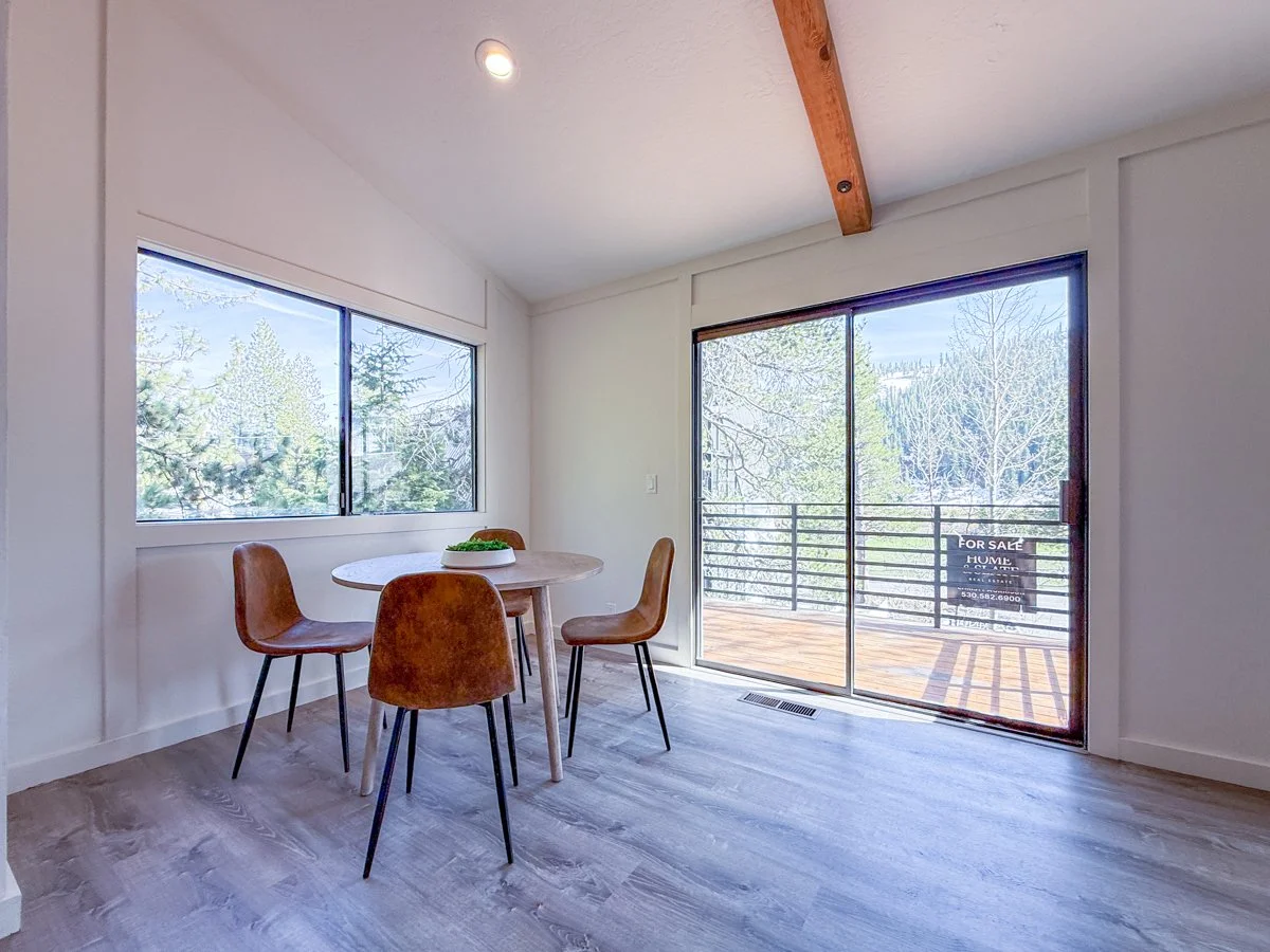 Upstairs dining area with views of golf course. 
