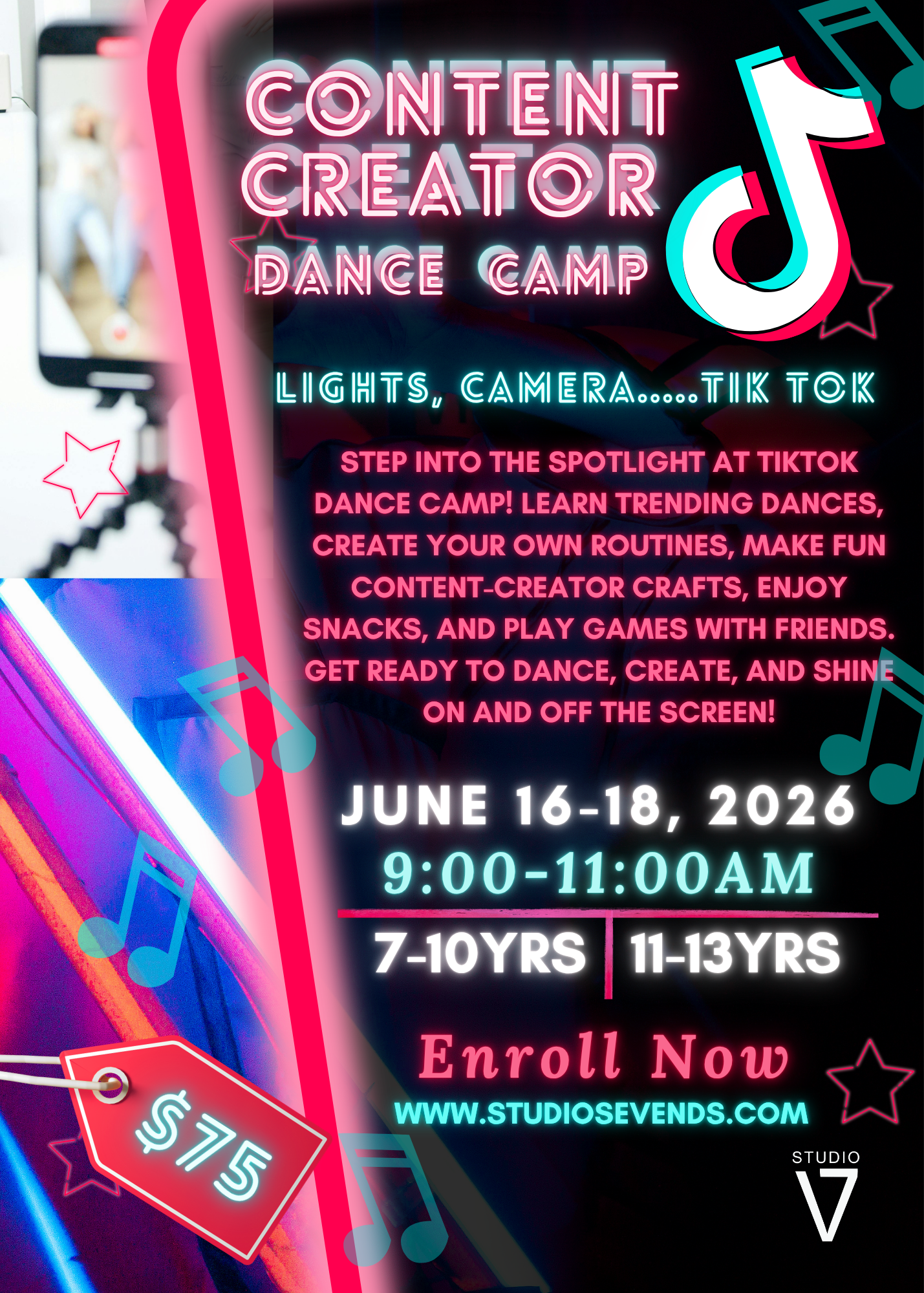 Pink And Black Simple Neon Fun Party Invitation .PNG