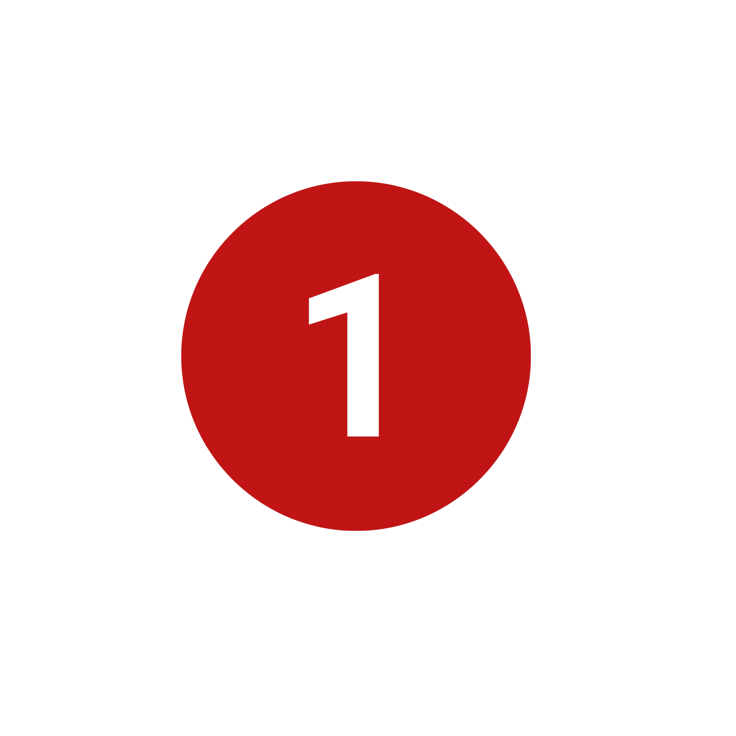A red circle with a white number '1' inside, overlaid on a white background.