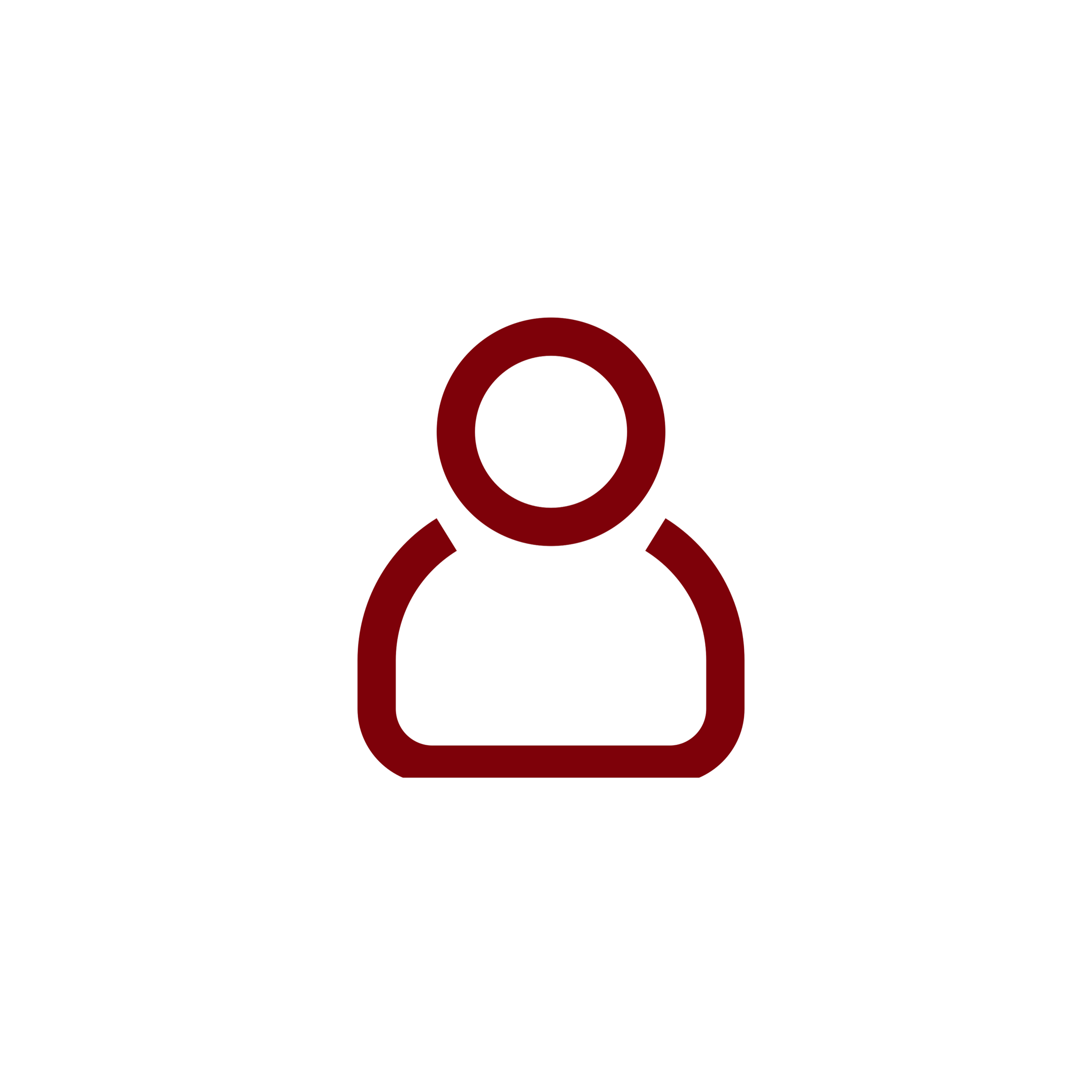 Single person outline graphic in dark red