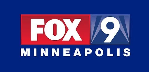 Logo of Fox 9 Minneapolis with red, white, and blue colors.