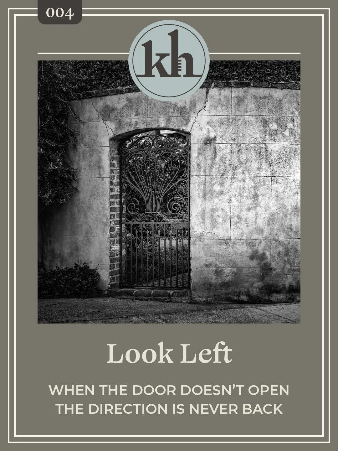Blog 004 Cover Card with picture of iron door in a brick wall closed.
