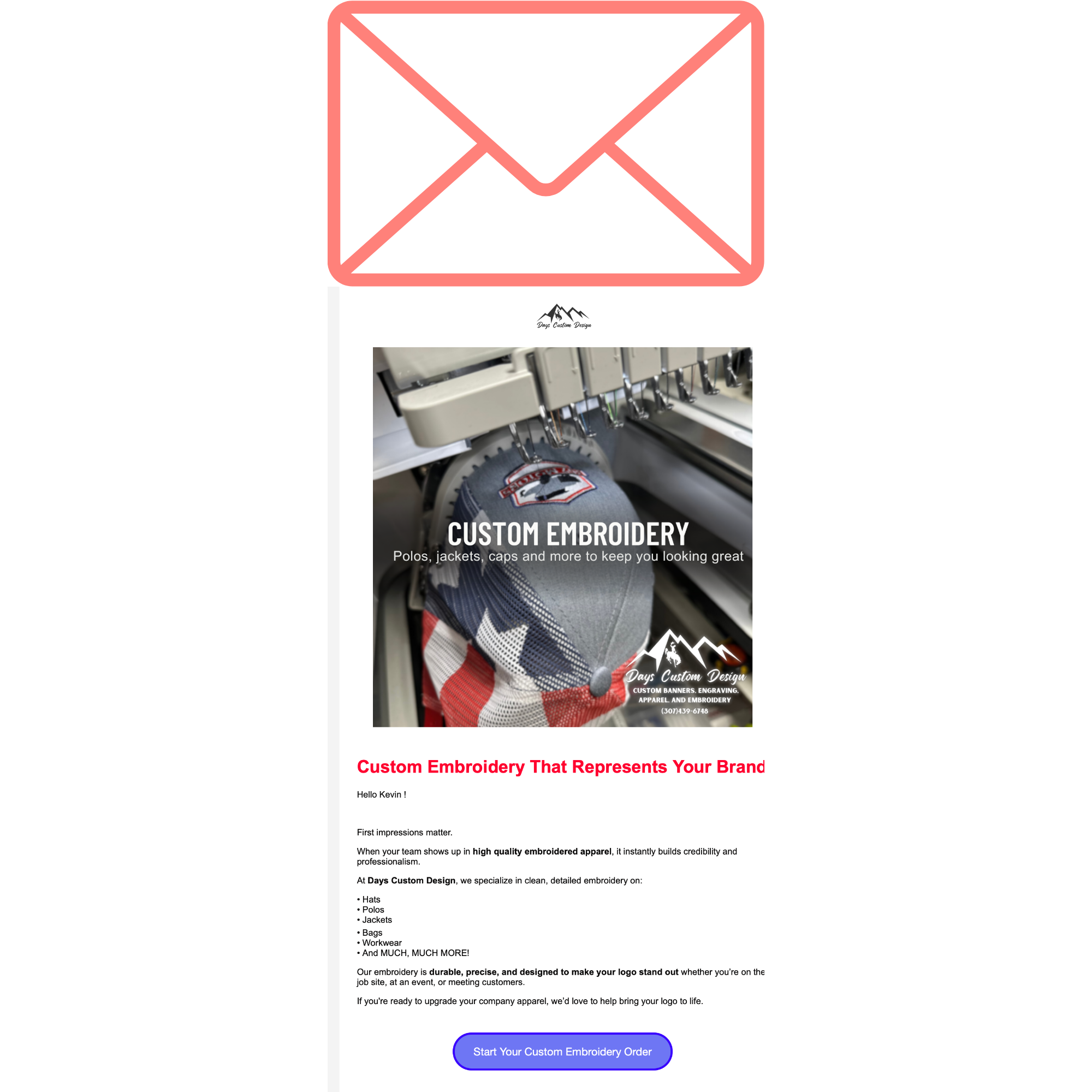 Days Custom Design Email