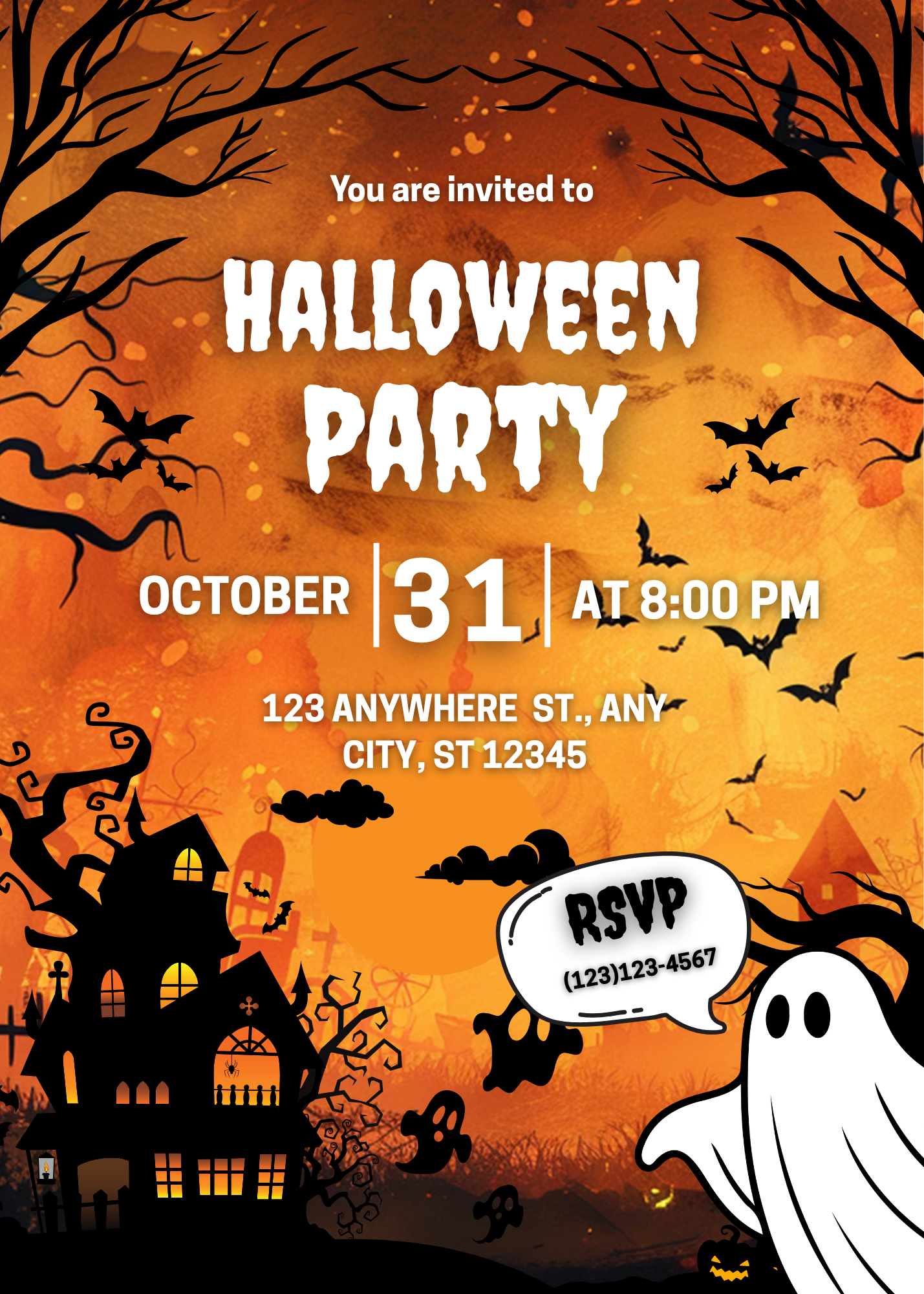 Halloween Party Invitation Template | Editable in Canva