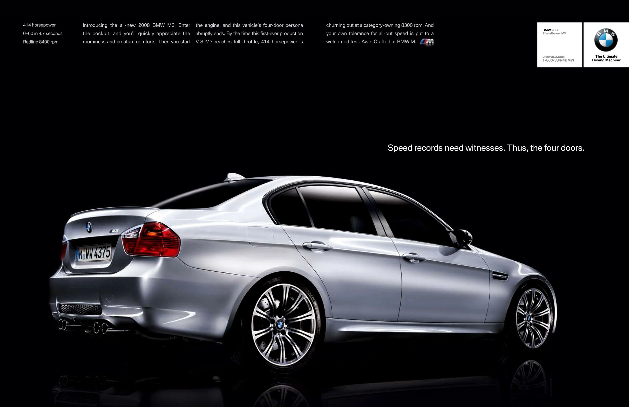 BMW M3 print advertising campaign featuring automotive promotional creative