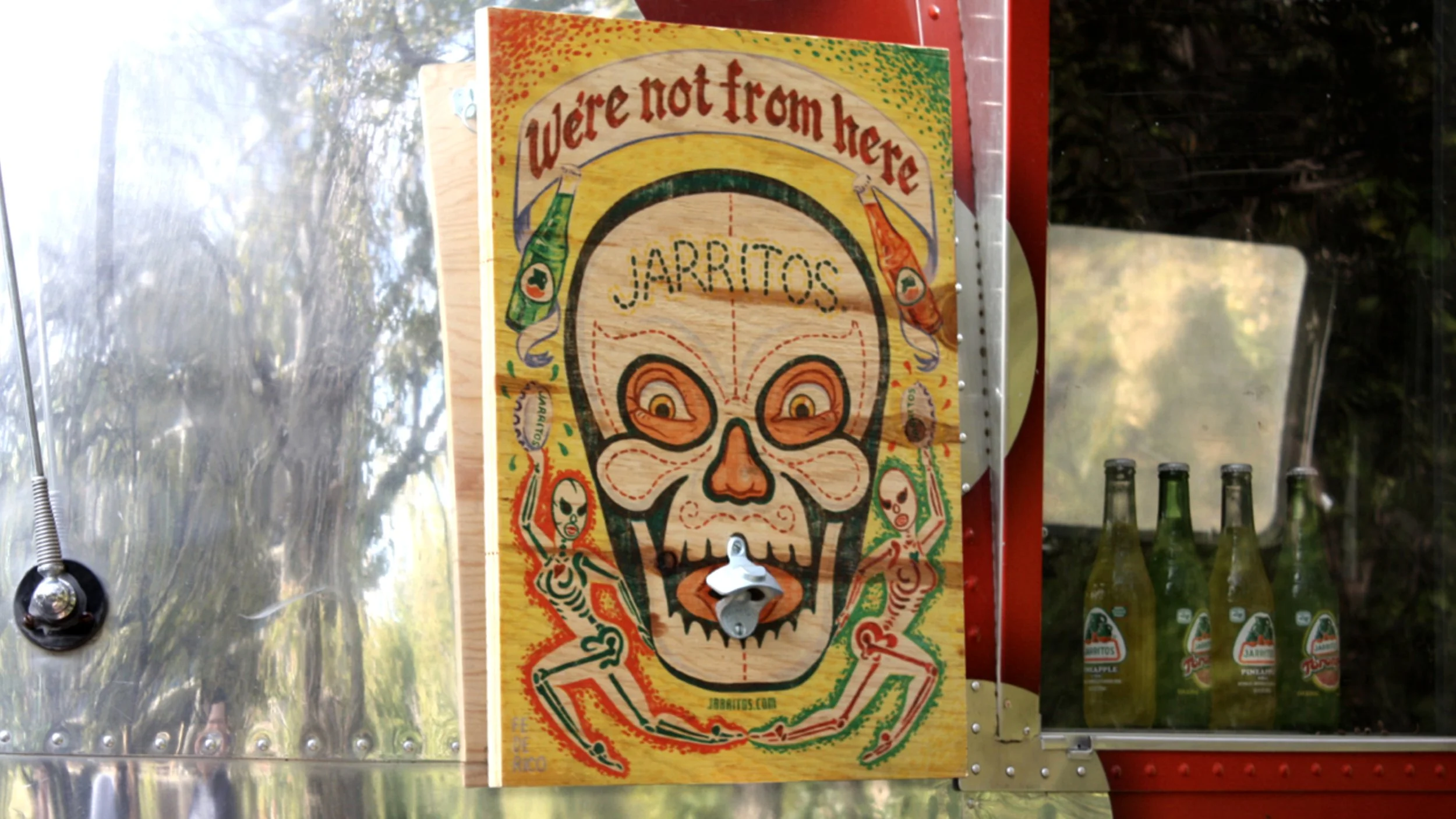 Jarritos campaign artwork installed on the exterior of a food truck