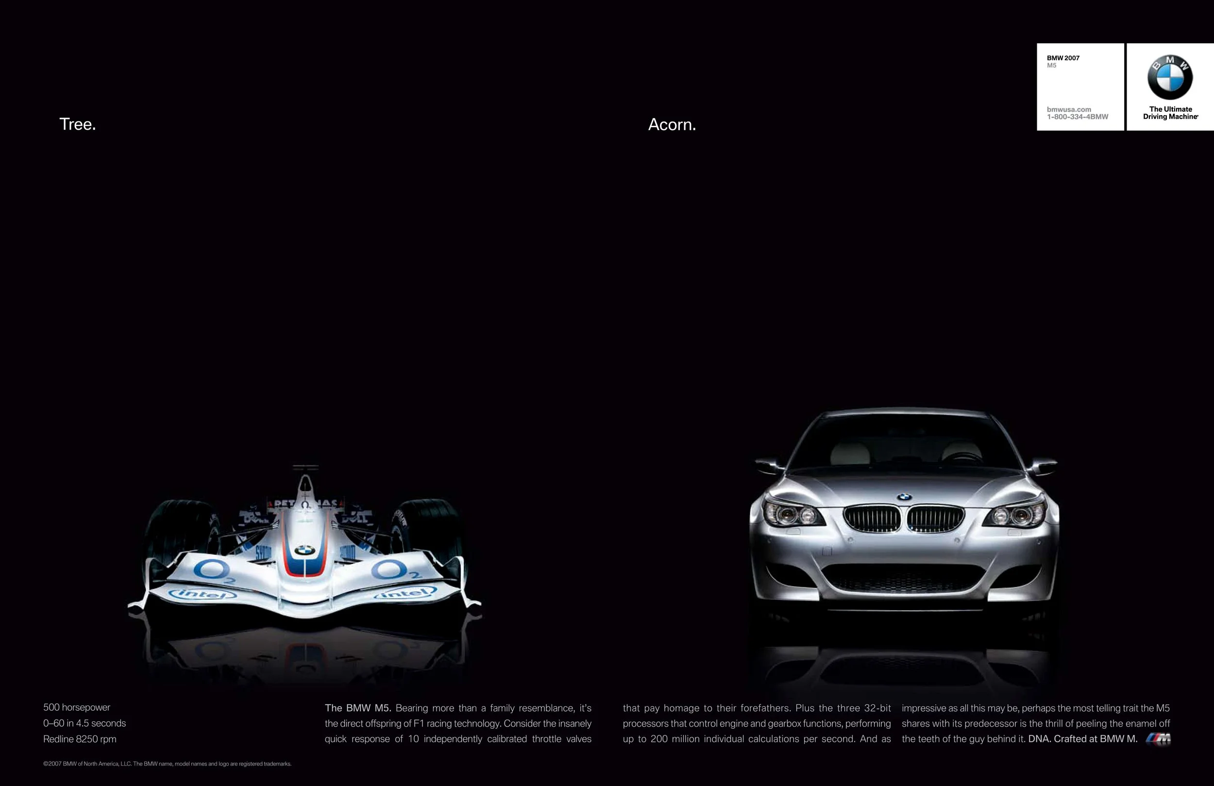 BMW M3 automotive print advertisement showcasing vehicle design and performance messaging
