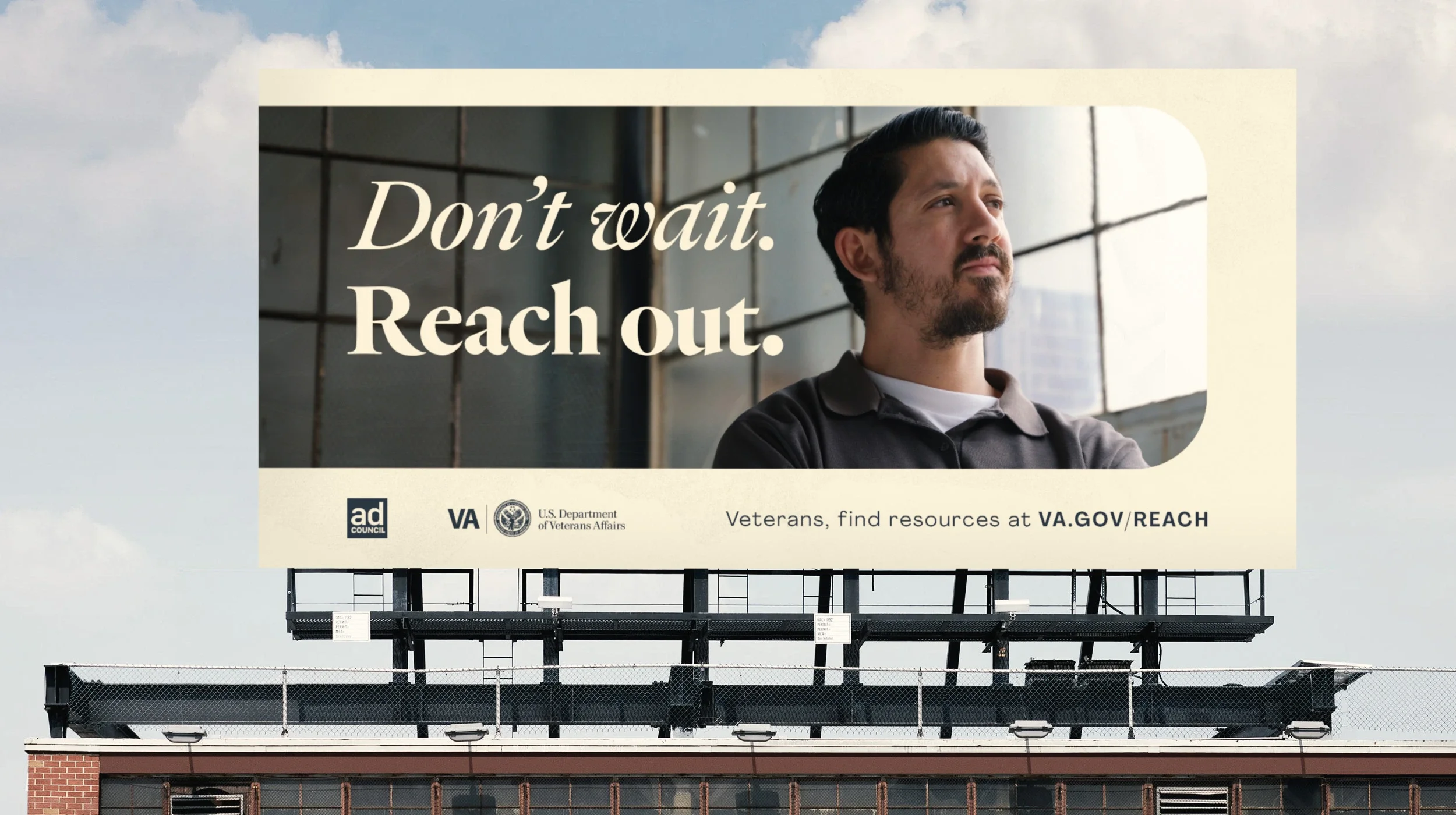 Billboard for the VA and Ad Council veterans mental health campaign encouraging veterans to seek support