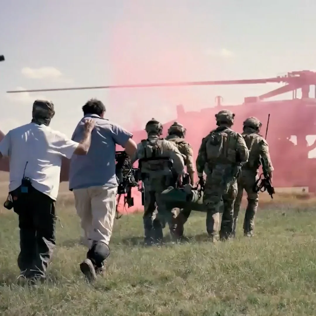 Soldiers in field for virtual reality project filming