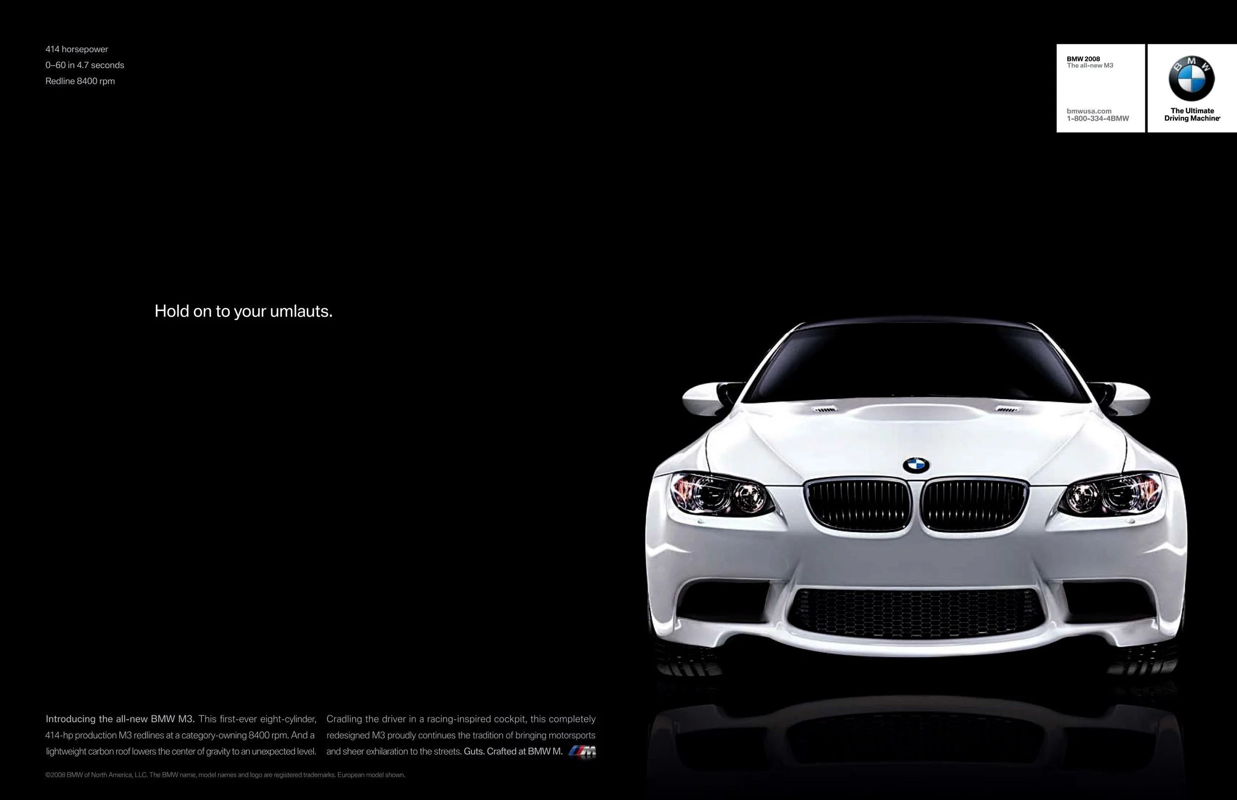 BMW M3 print advertisement featuring performance-focused campaign creative