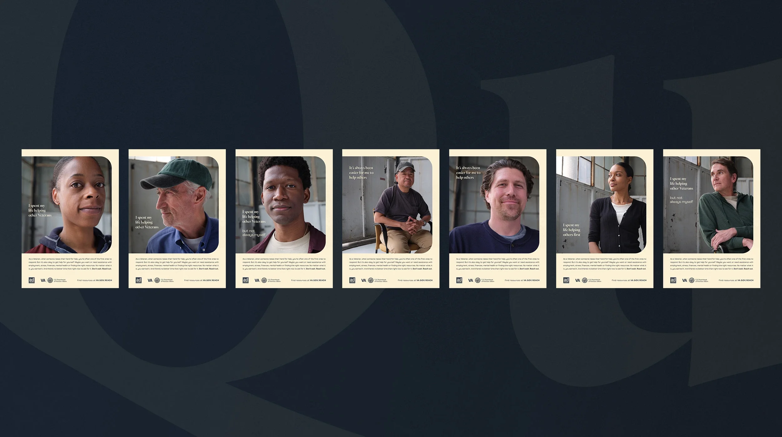 Campaign creative for the VA and Ad Council veterans mental health awareness initiative