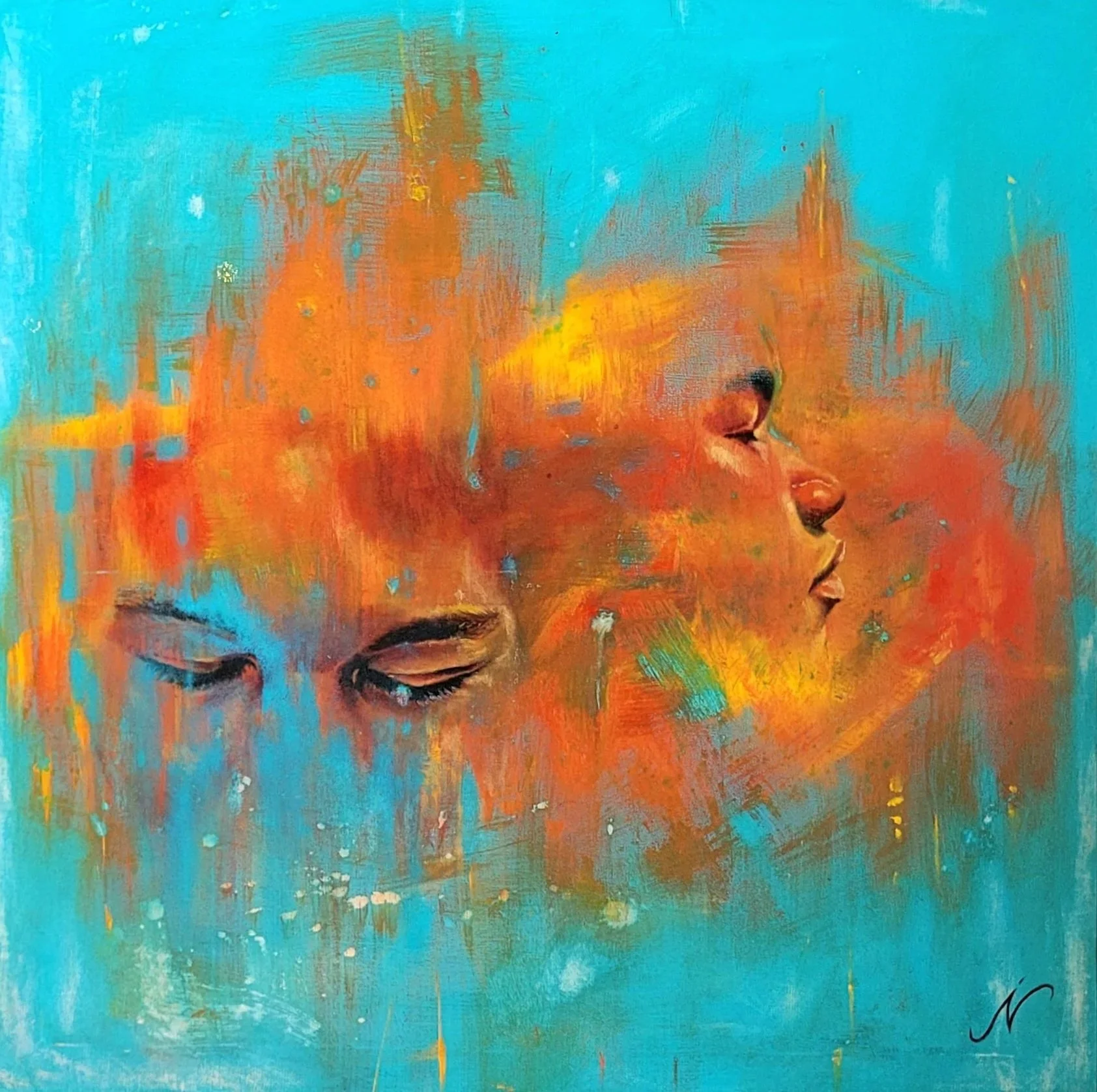 THROUGH THE FIRE . 2024 . ACRYLIC ON CANVAS . 24x24"
