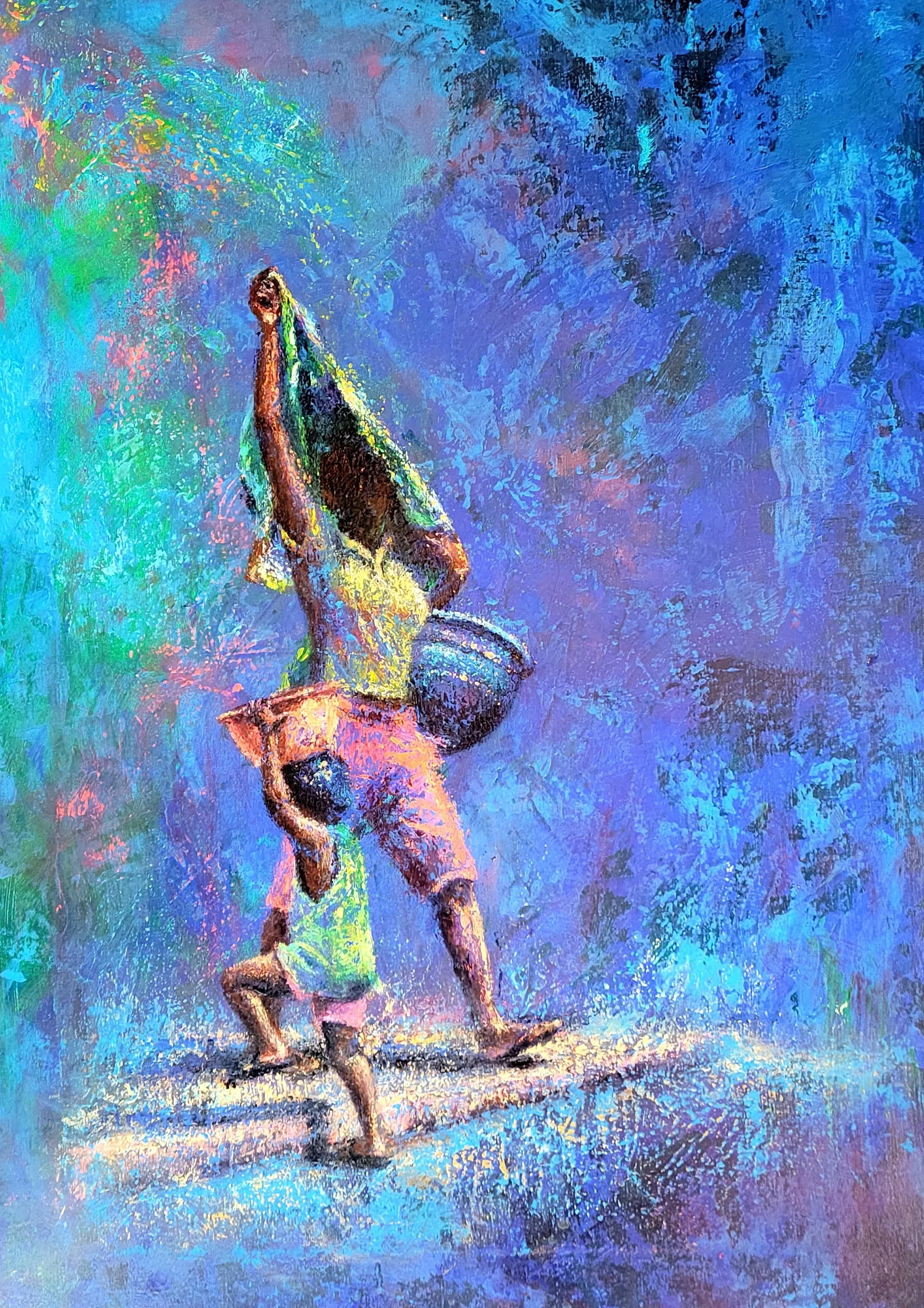 OUR BUCKETS TO FILL . 2024 . ACRYLIC ON CANVAS . 20x28"