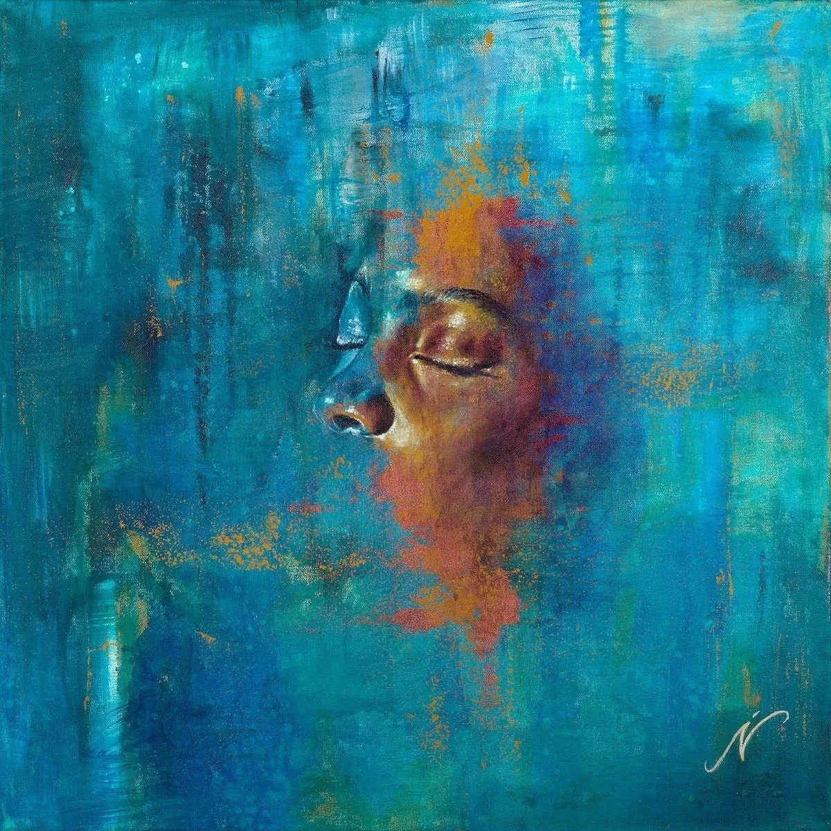 CYAN DREAMER . 2025 . ACRYLIC ON CANVAS . 24x24"