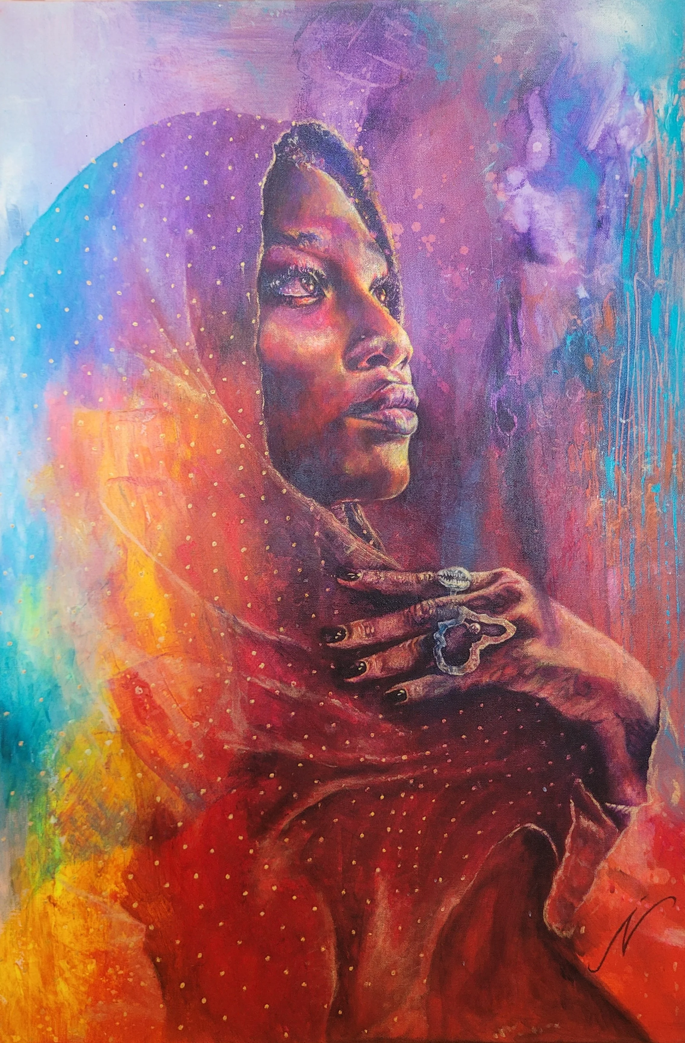 THE LIGHT SHE CARRIES . 2025 . ACRYLIC ON CANVAS . 24x36"