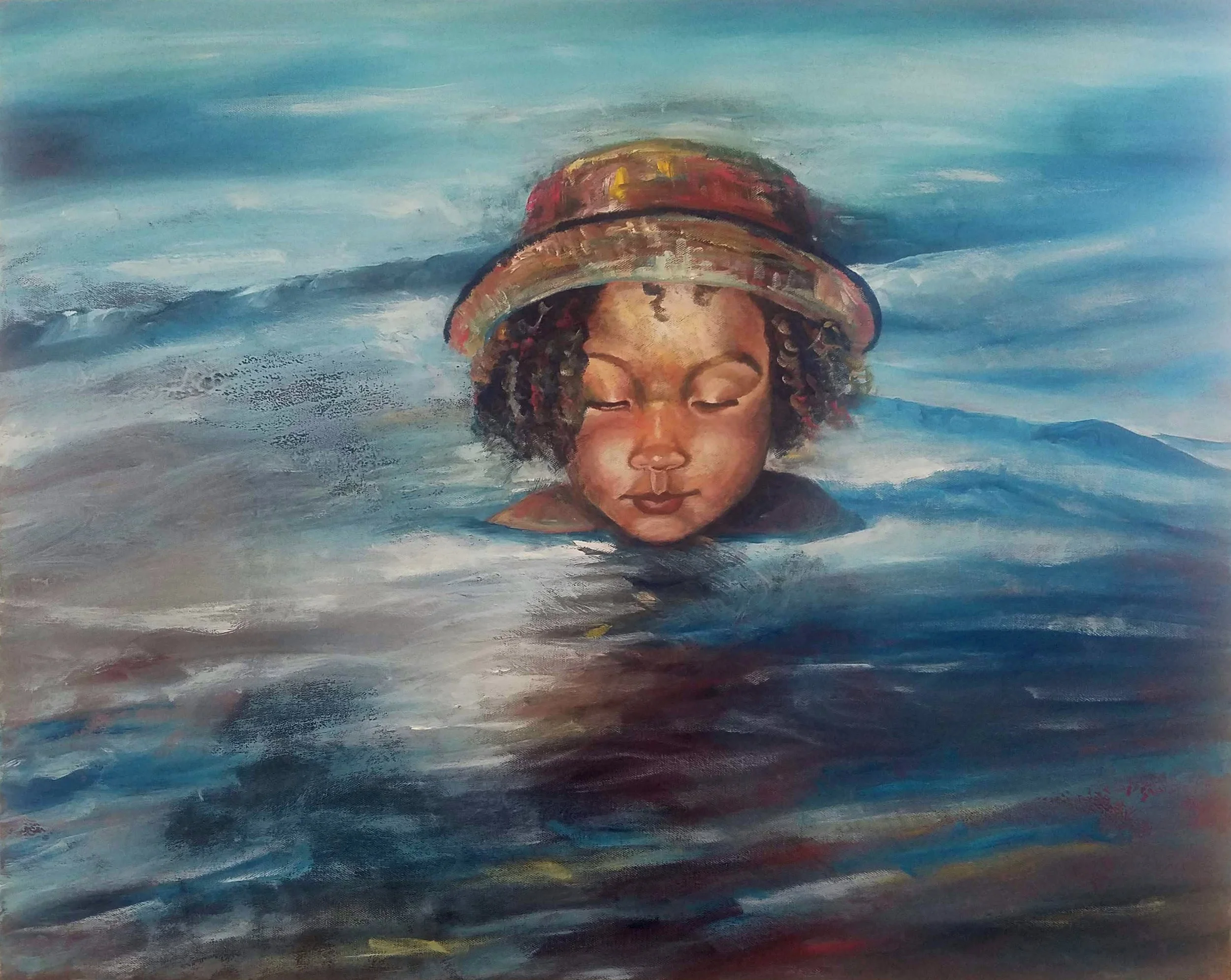 LITTLE SWIMMER . 2017 . ACRYLIC ON CANVAS . 24x30" . PRIVATE COLLECTION