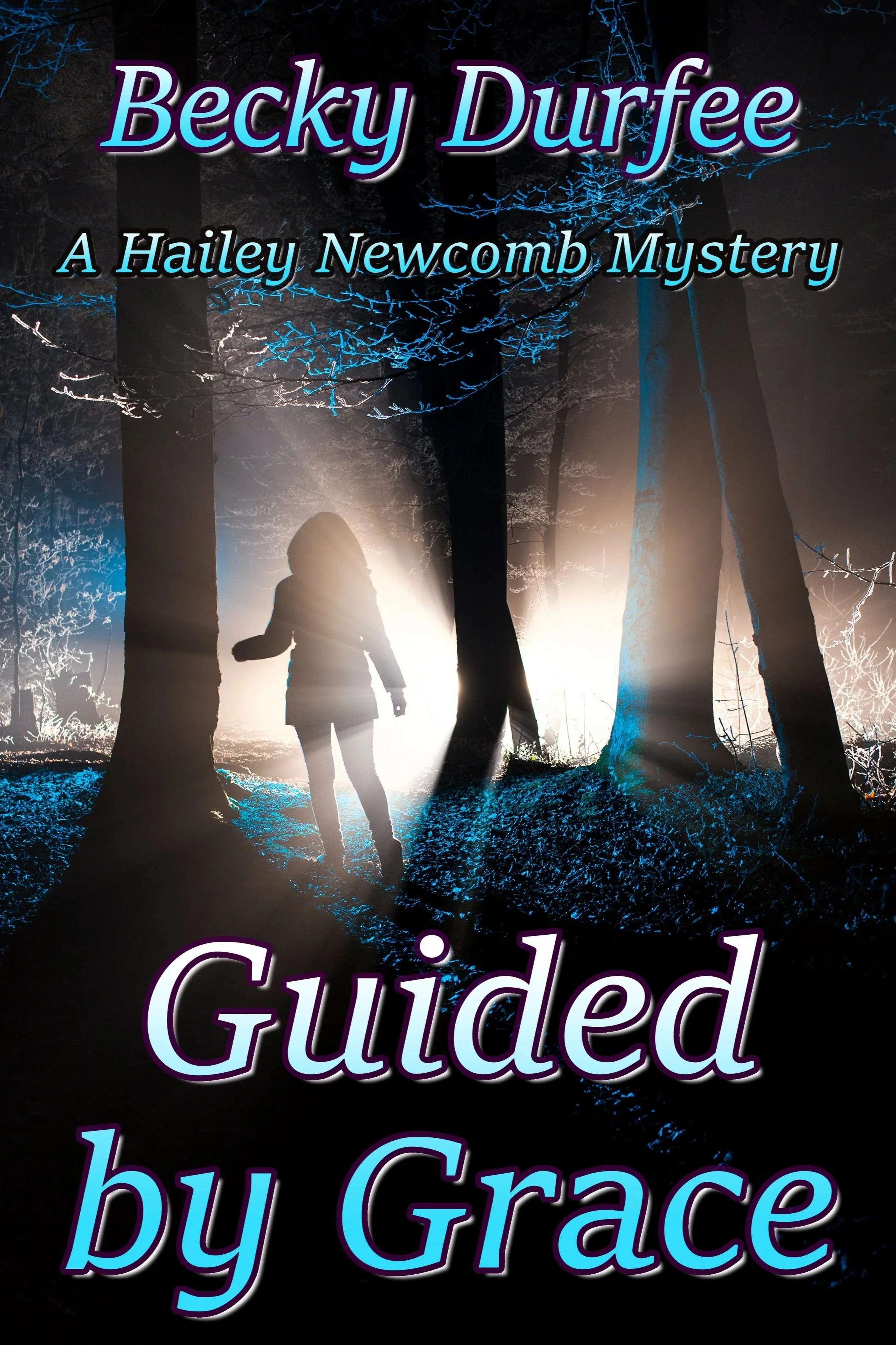 Guided by Grace book cover with girl walking through woods at night.