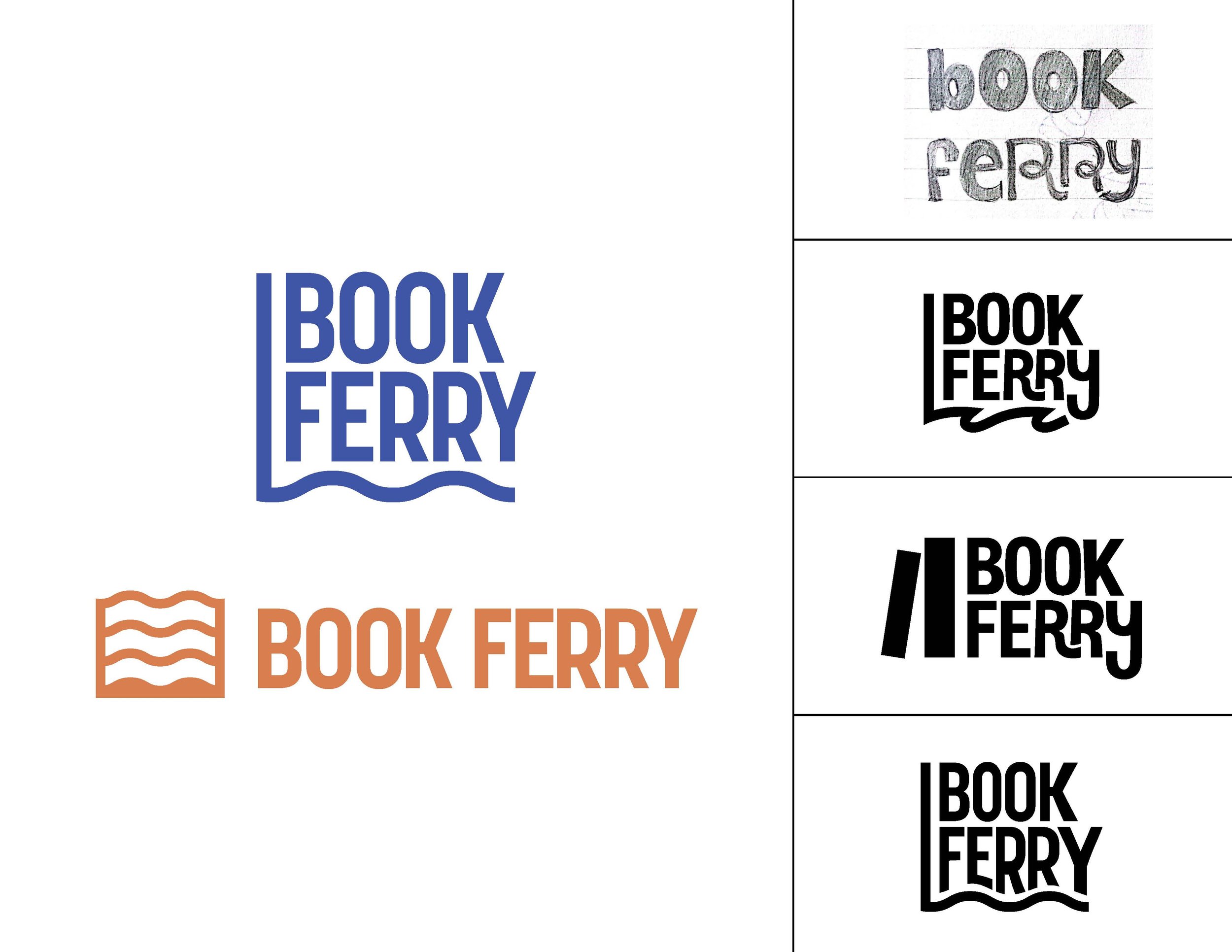 Process work showing how the Book Ferry logo evolved.