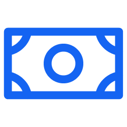 Simplified blue illustration of a money bill or banknote.
