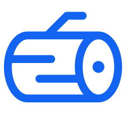 Blue icon of a log.