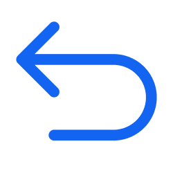Blue arrow pointing left with a curved tail.