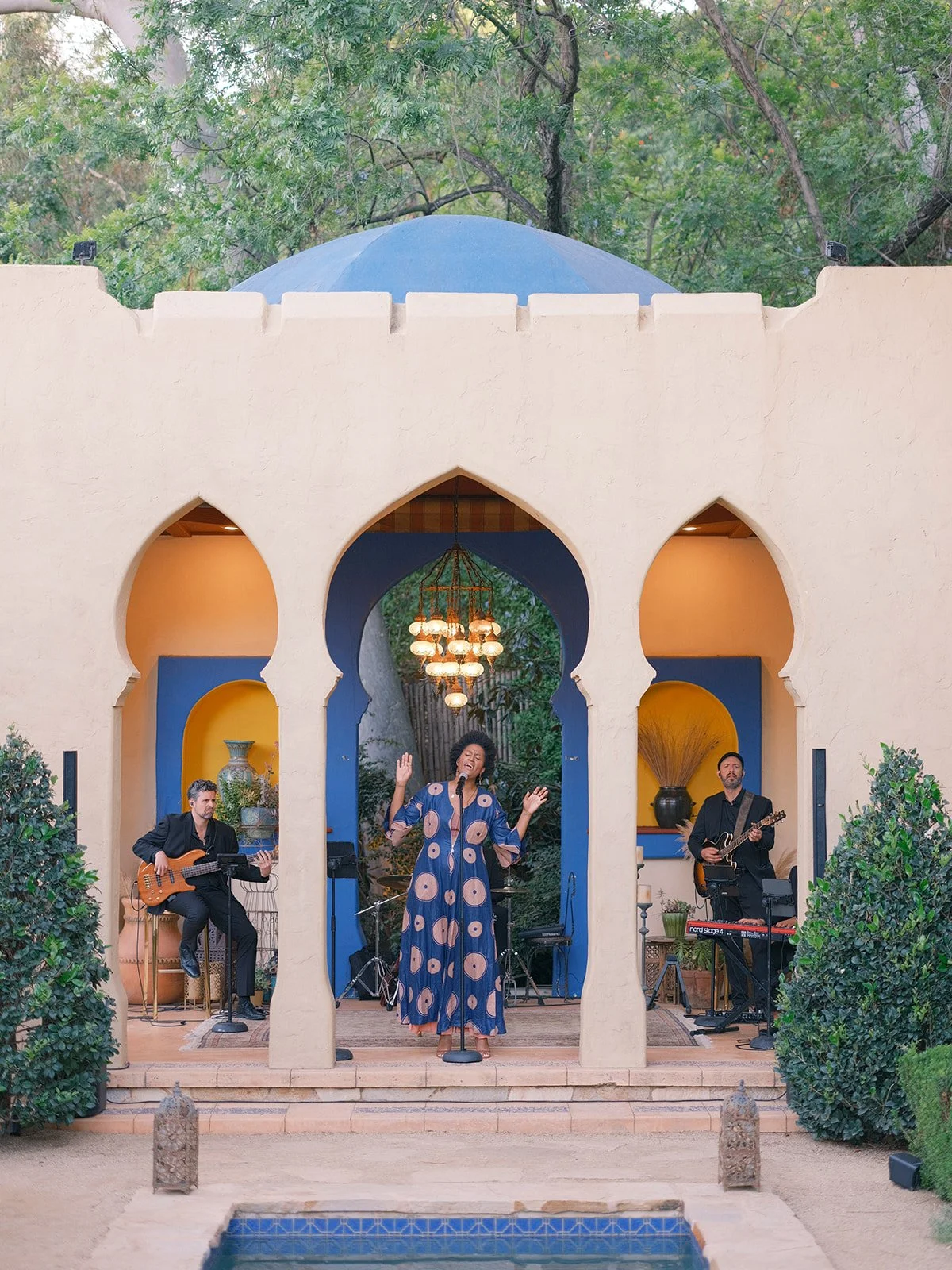 Elegant outdoor celebration at XOHH Events Estate in the Hollywood Hills, showcasing the venue's private event settings for weddings, celebrations and special gatherings.
