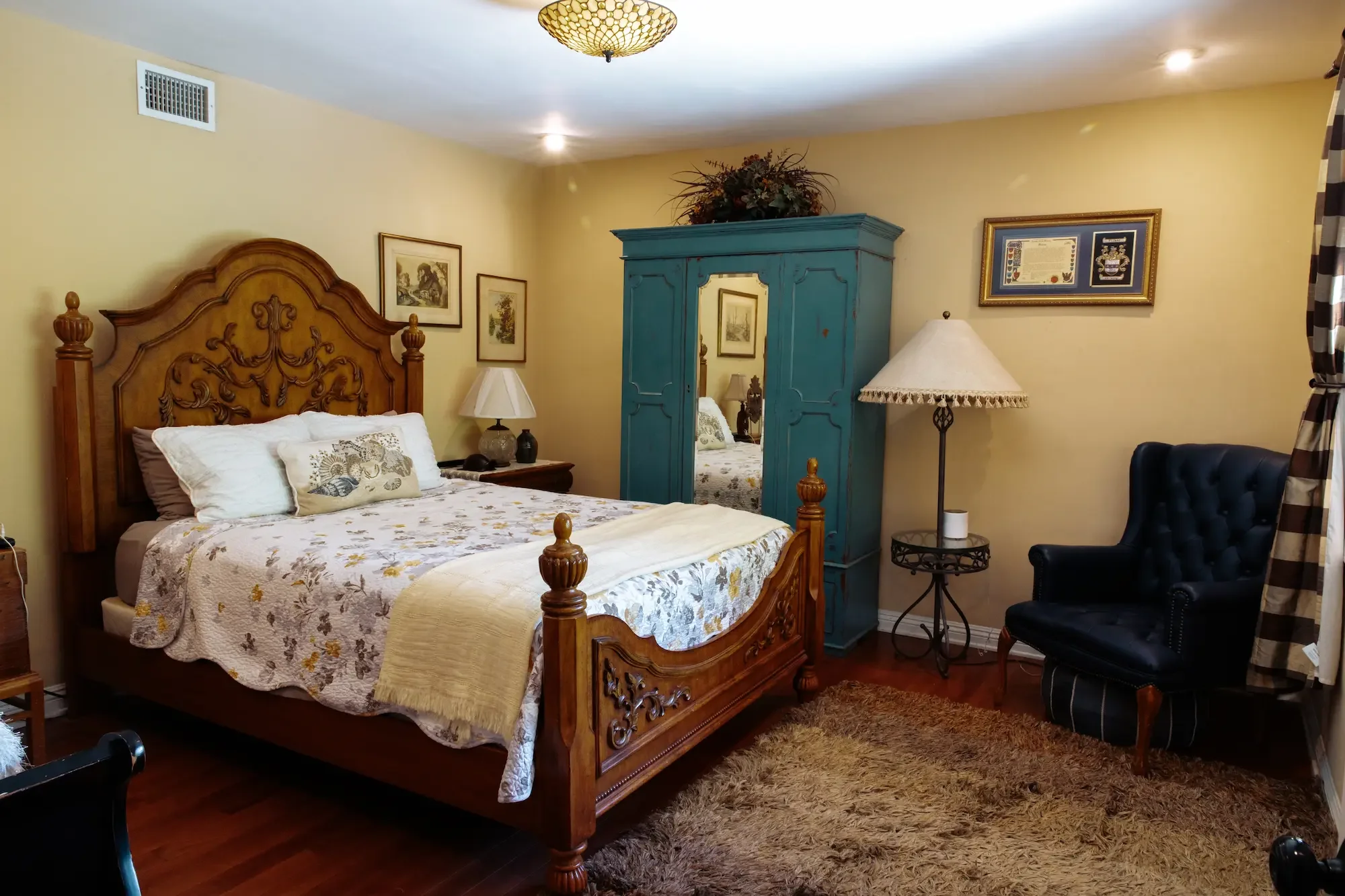 Private furnished bedroom inside the Apartment Suite, available for talent preparation and production use.