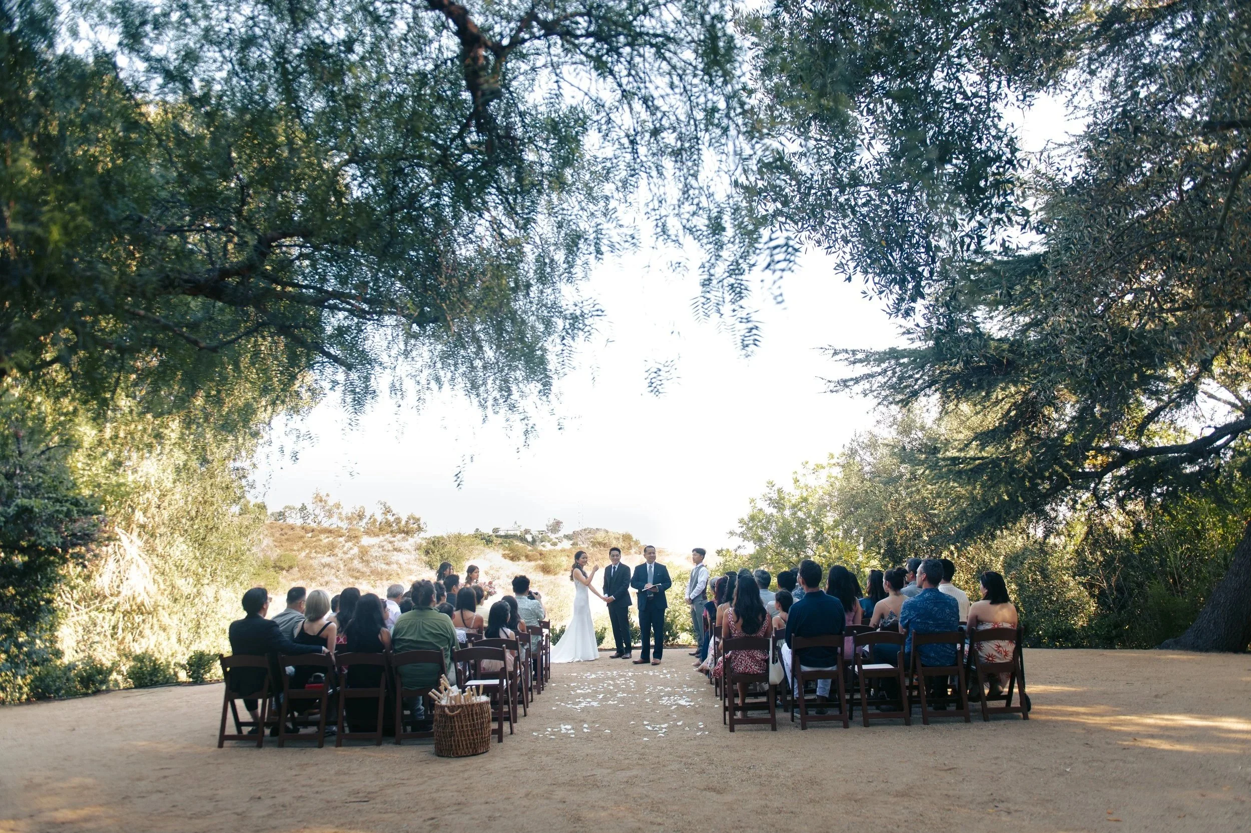 Wedding ceremony at XOHH Estate, a private Hollywood Hills venue offering outdoor celebrations, garden spaces, and panoramic views overlooking Los Angeles.