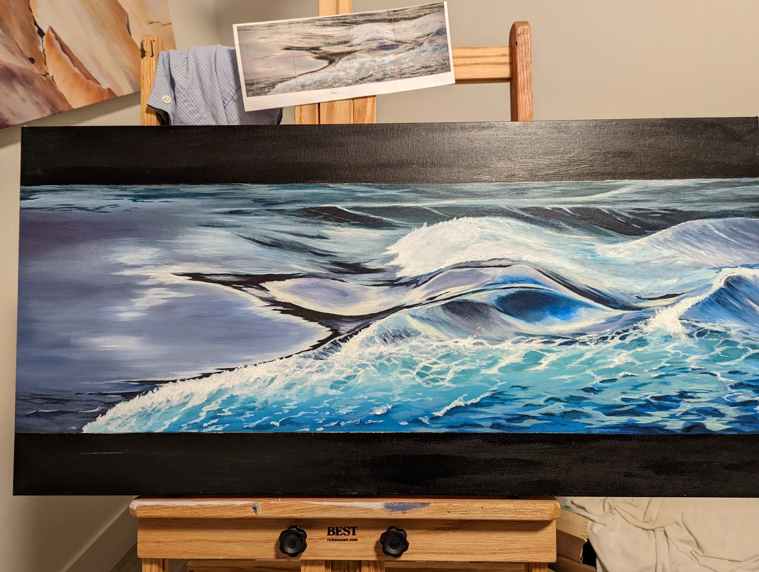 Building a wave
2023 
15x30
acrylic on canvas
$650