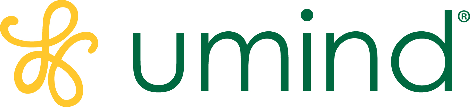 Logo of Umind featuring a stylized yellow interconnected loops symbol and the word 'umind' in dark green lowercase letters.