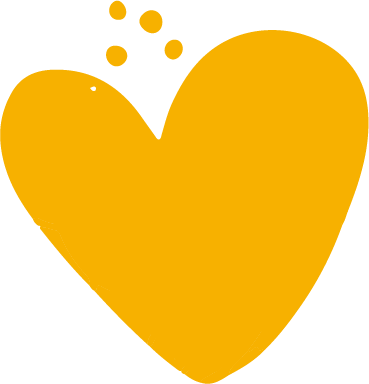 A large yellow heart with white and yellow smaller hearts or sparkles above it against a black background.