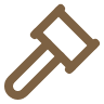 Icon of a saw in a dark brown color
