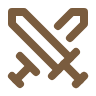 Two crossed swords icon in brown color.