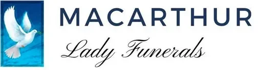 Logo for Macarthur Lady Funerals featuring a white dove against a blue background.