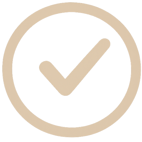 A checkmark inside a circle, representing completion or approval.